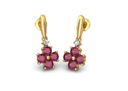 Gold Plated CZ Studded Gemstone Earring